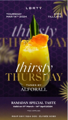 LBRTY JAKARTA - THIRSTY THURSDAY