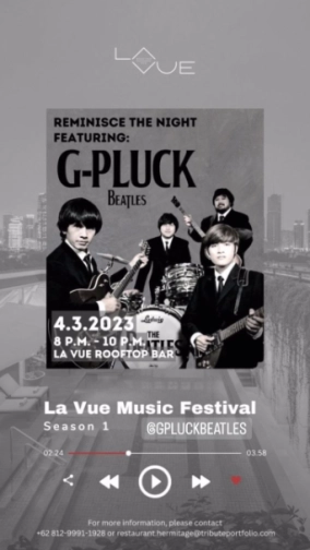 LA VUE ROOFTOP BAR JAKARTA - G-PLUCK BEATLES