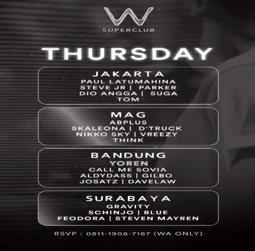 W SUPERCLUB GATSU JAKARTA - THURSDAY