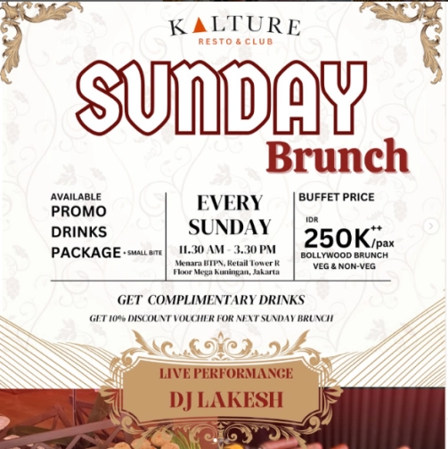 KALTURE BAR & RESTO JAKARTA - SUNDAY BRUNCH