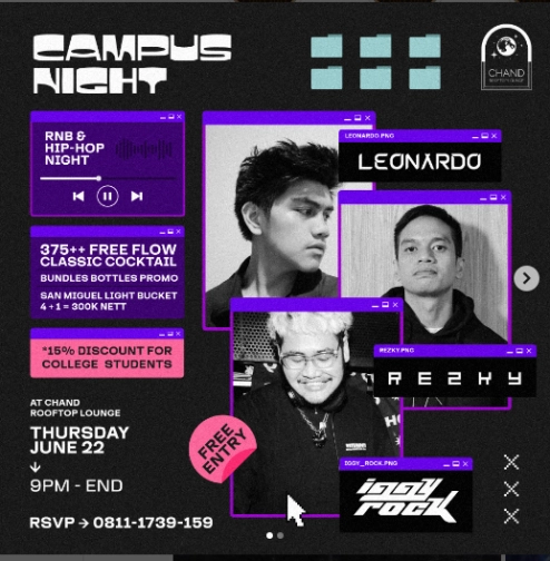 CHAND ROOFTOP LOUNGE JAKARTA - CAMPUS NIGHT