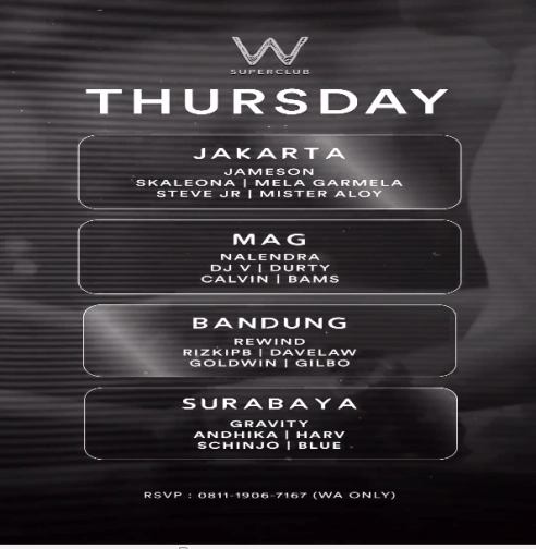 W SUPERCLUB GATSU JAKARTA - THURSDAY