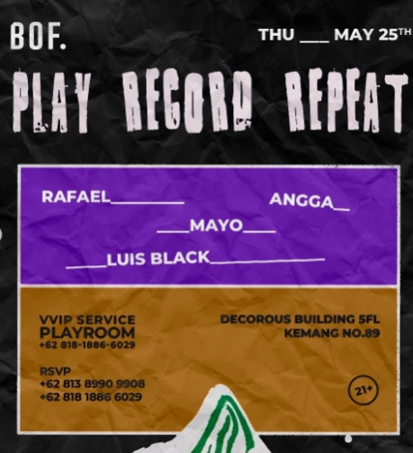 BACKROOM ON FIFTH JAKARTA - PLAY RECORD REPEAT