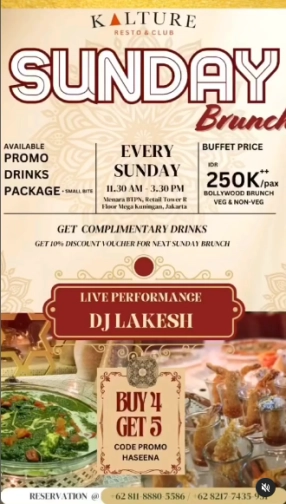 KALTURE BAR & RESTO JAKARTA - SUNDAY BRUNCH