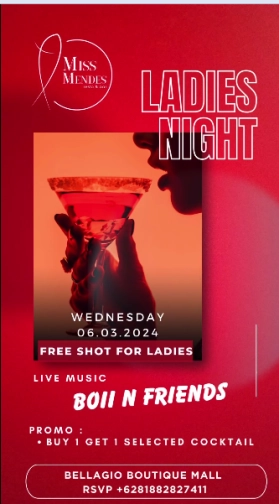 MISS MENDES RESTO JAKARTA - LADIES NIGHT