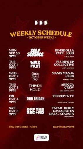 DING DONG DISCO - WEEKLY SCHEDULE