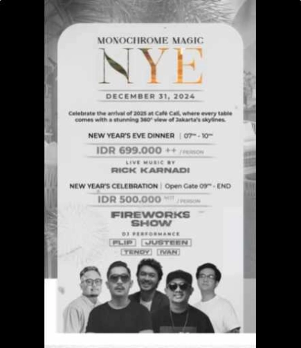 CAFE CALI JAKARTA - MONOCHROME MAGIC NYE