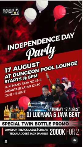 DUNGEON POOL LOUNGE JAKARTA - INDEPENDENCE DAY PARTY