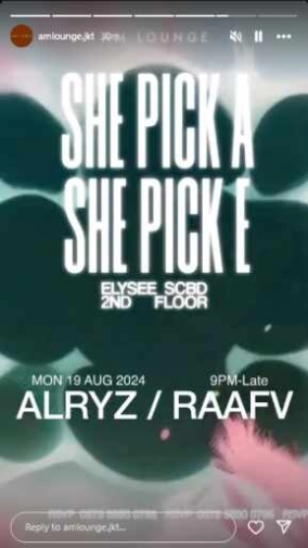 AM LOUNGE JAKARTA - SHE PICK A SHE PICK E