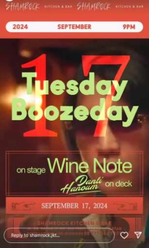 SHAMROCK JAKARTA - TUESDAY BOOZEDAY