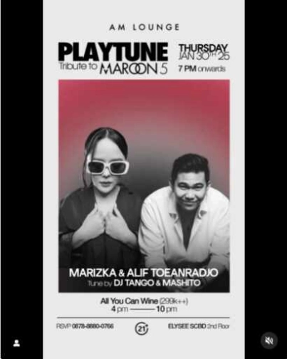 AM LOUNGE SCBD JAKARTA - PLAYTUNE TRIBUTE TO MAROON 5